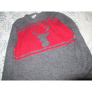 nwt Cat & Jack gray moose crew neck sweater boy 12 14